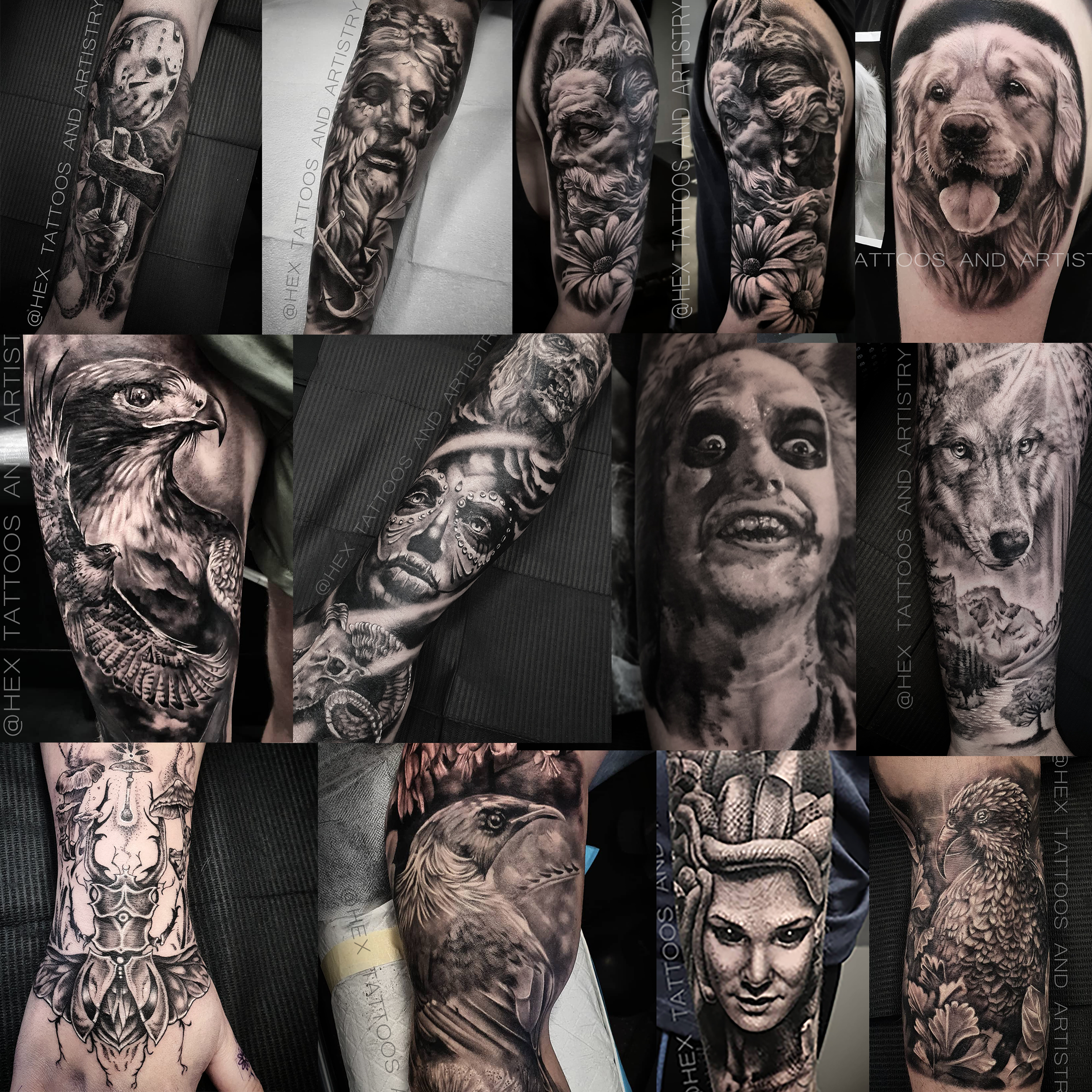 Black and Grey Tattoo Art | Hex Tattoos and Artistry